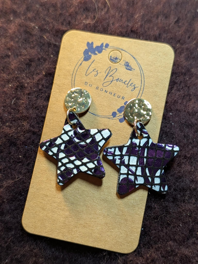 Boucles d'oreilles Étoile violet s007