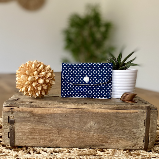 Card Wallet - Navy Dotty