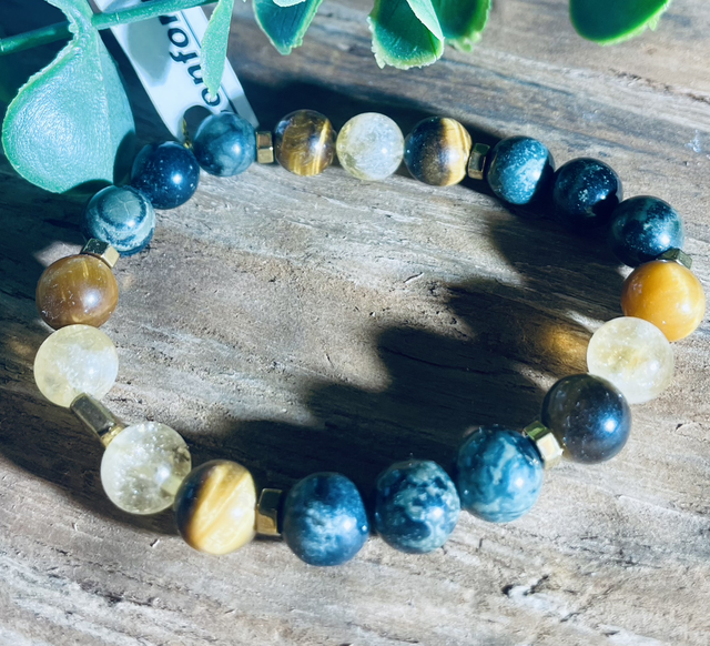 CONFORT DIGESTIF Citrine (chauffée)-Oeil du tigre-Jaspe Kambaba