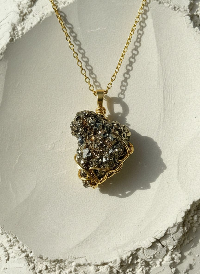 Collier en pyrite brute