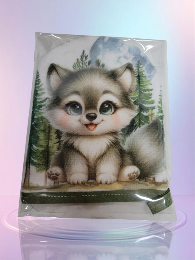 Gant de toilette loup artisanale 