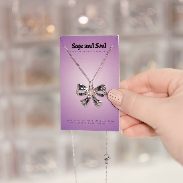Sale - Silver Bow Necklace