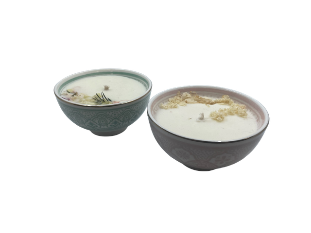 Bougie fleurie en bol inspiration asiatique