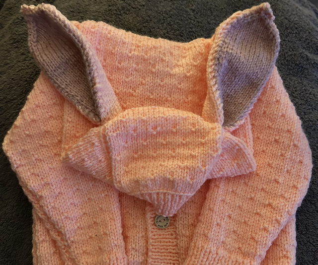 Peach rabbit hooded cardigan 1-2years