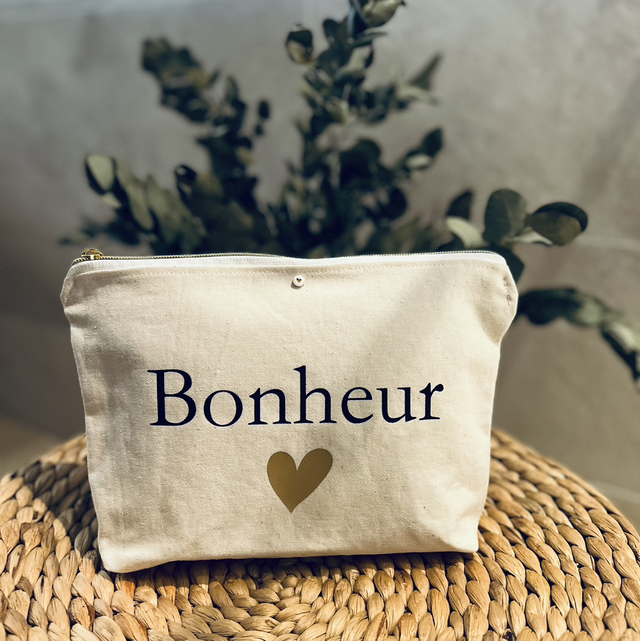Pochette à fermeture dorée "Bonheur"