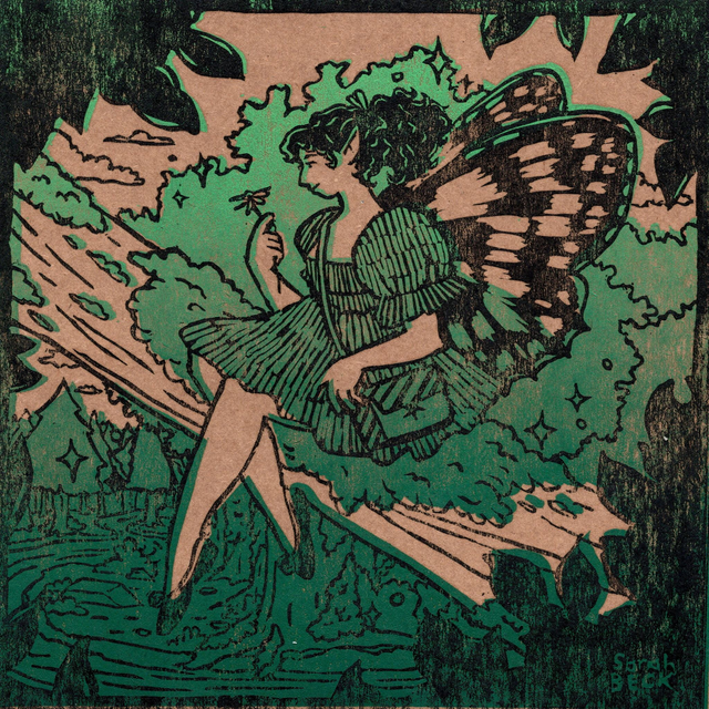 April Fairy Linoprint