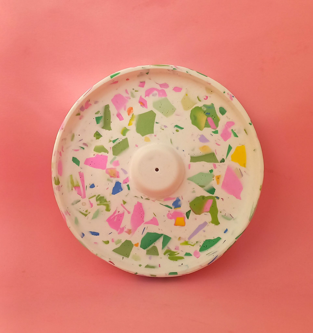  Okrągła podstawka na kadzidełko, palo santo, lastryko, biała