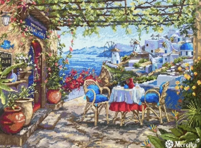 Merejka Santorini View from Terrace Counted Cross Stitch Kit