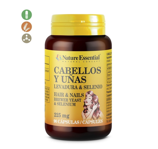 Cabellos y uñas 225 mg. (Levadura + selenio) 90 cápsulas de Nature Essential