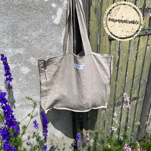 Grand cabas en lin bohème &quot;Beige&quot;