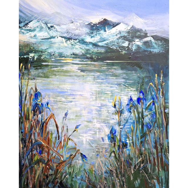 Blue irises at the lake