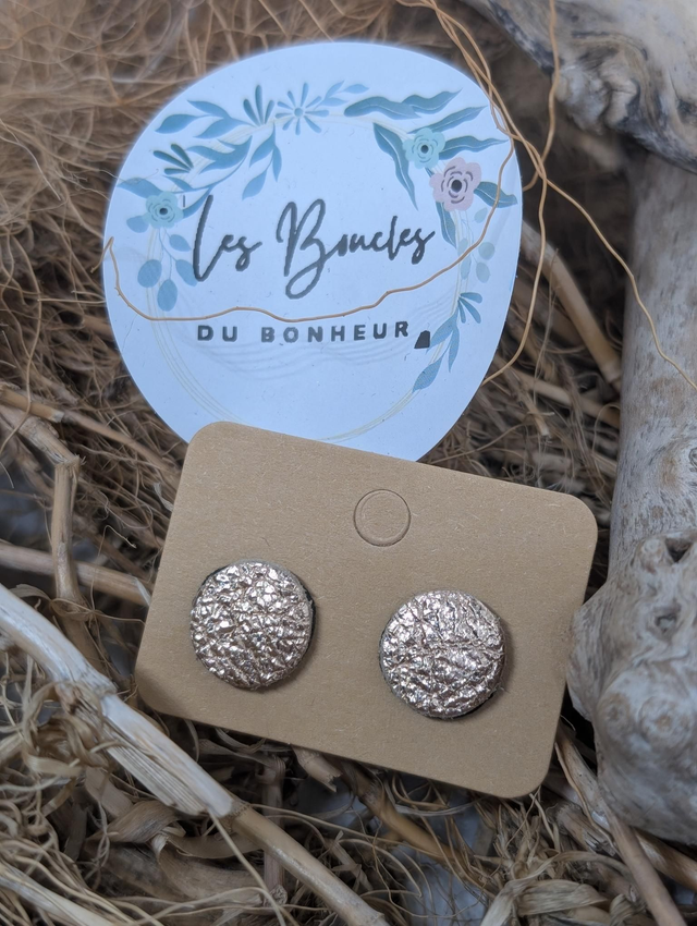 Boucles d&#039;oreilles puces doré rose pu032