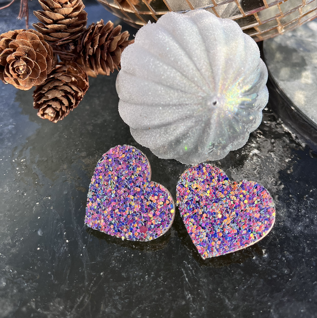 Boucles d’oreilles cœurs multicolores 