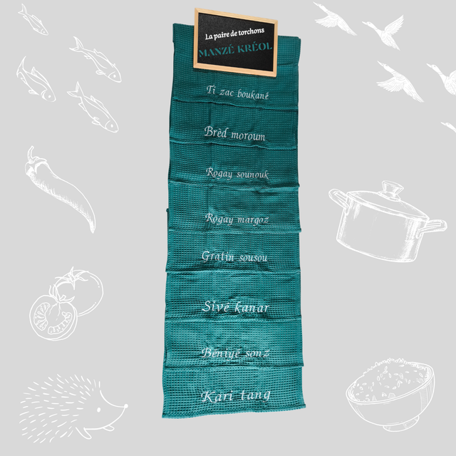 Torchons &quot;Manzé Kréol&quot; Vert