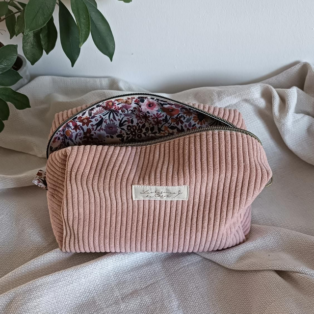 Trousse rectangle taille M en velours côtelé - Tissus au choix 