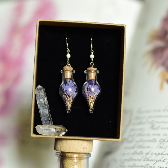 boucles d’oreilles fioles gold statice 