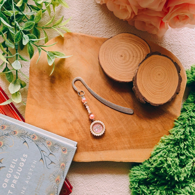 Marque-pages Nœud rose