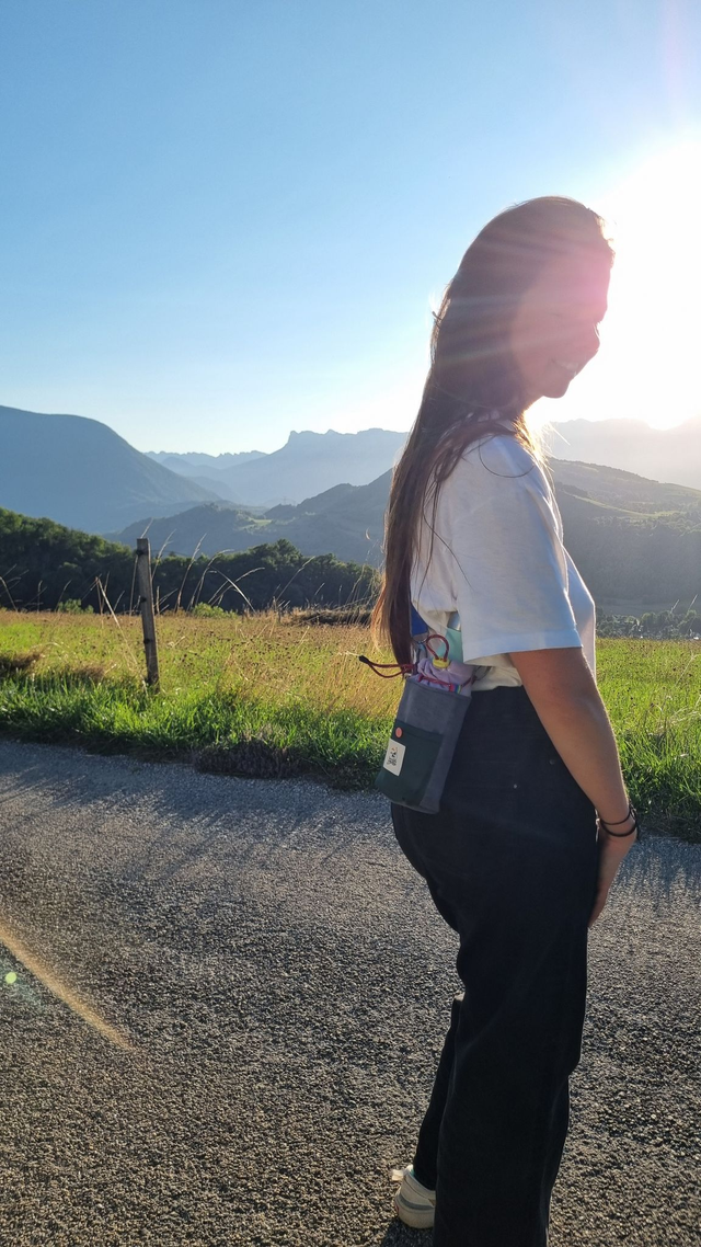 Porte-gourde upcyclé jeans, lilas