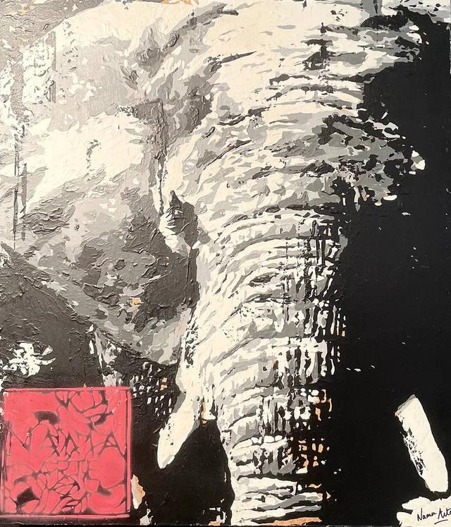 ÉLÉPHANT [PEINTURE SUR BOIS]