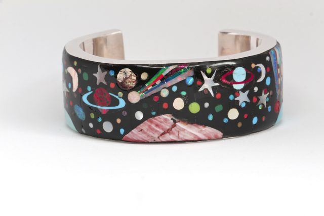 Manchette Galaxy MARS ODYSSEY argent massif 925 et pierres naturelles 