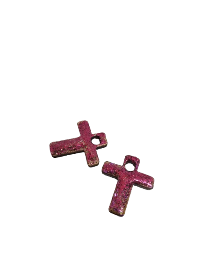 💜 Croix "Mystique Améthyste" – Pampille Bois &amp; Résine Pailletée