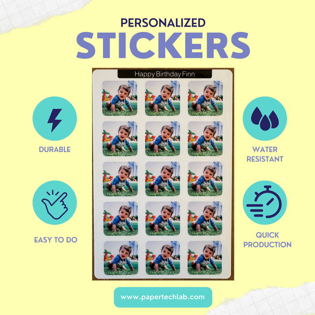 Custom Sticker Sheet - square stickers, one image per sheet