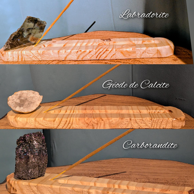 Porte encens et ses différents minéraux 