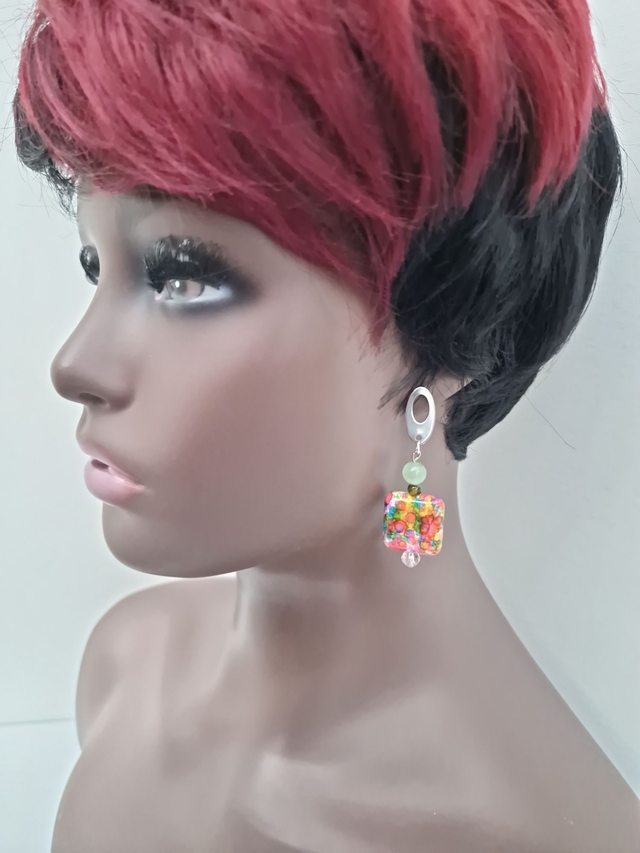 Boucles D'oreilles Pierres Naturelles Multicolore Pierres De Lune Vertes