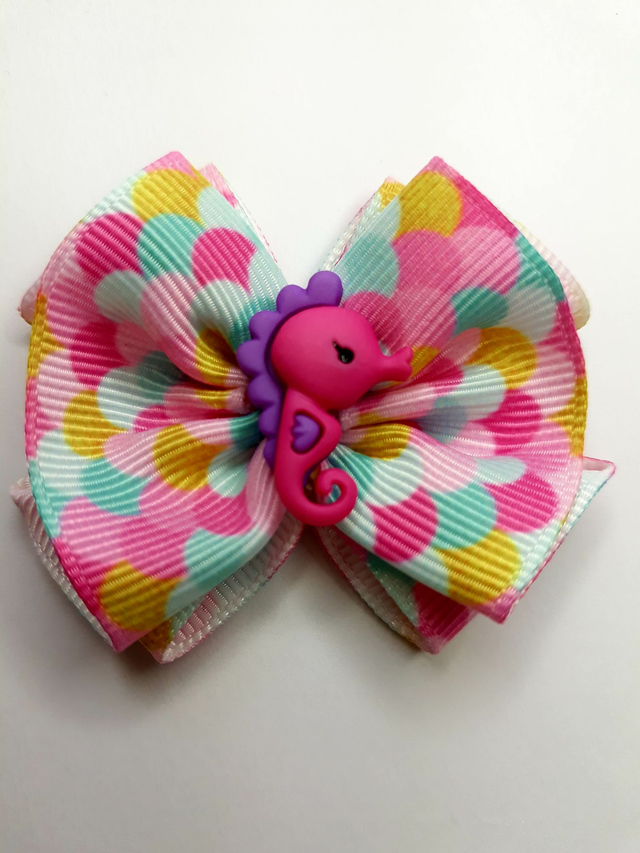 Noeud pour chien fantaisie-frou frou-hippocampe-multicolore