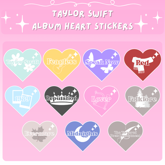 ♡FINAL STOCK♡Taylor Swift Album Heart Stickers