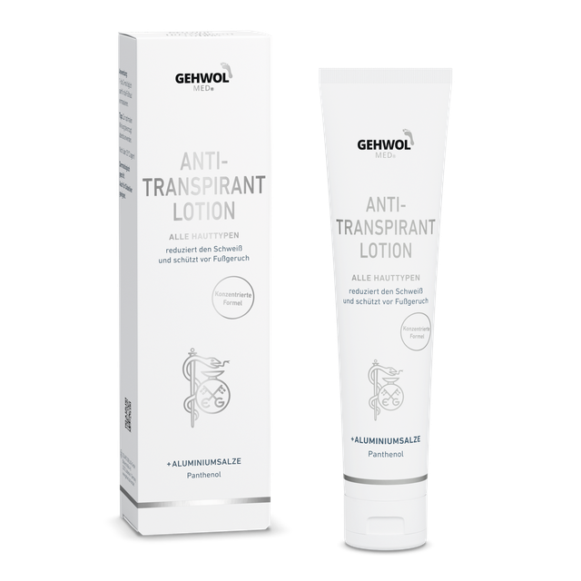 GEHWOL MED Antitranspirant Lotion reduziert den Schweiß verlässlich und schützt vor Fußgeruch