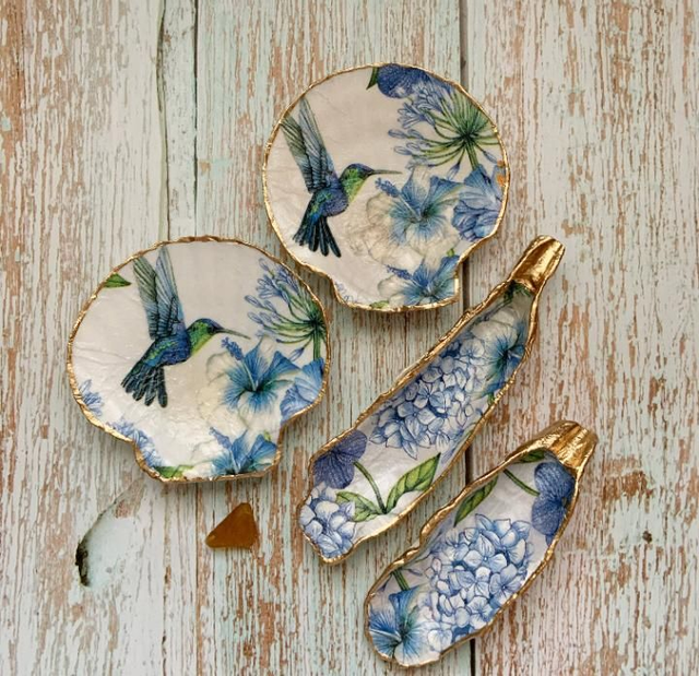 Hummingbird Shell Trinket Dish 