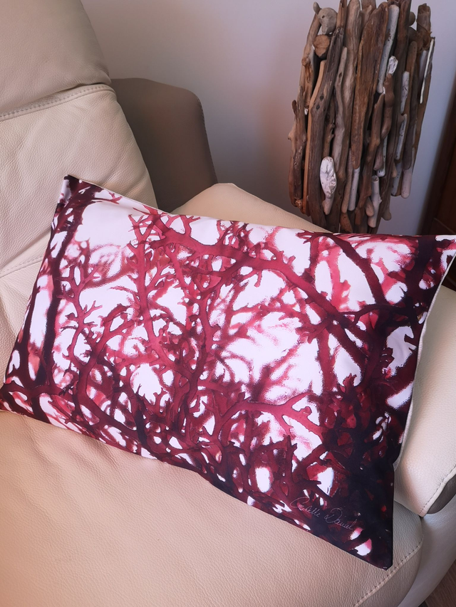 Housse coussin Algues rouges 