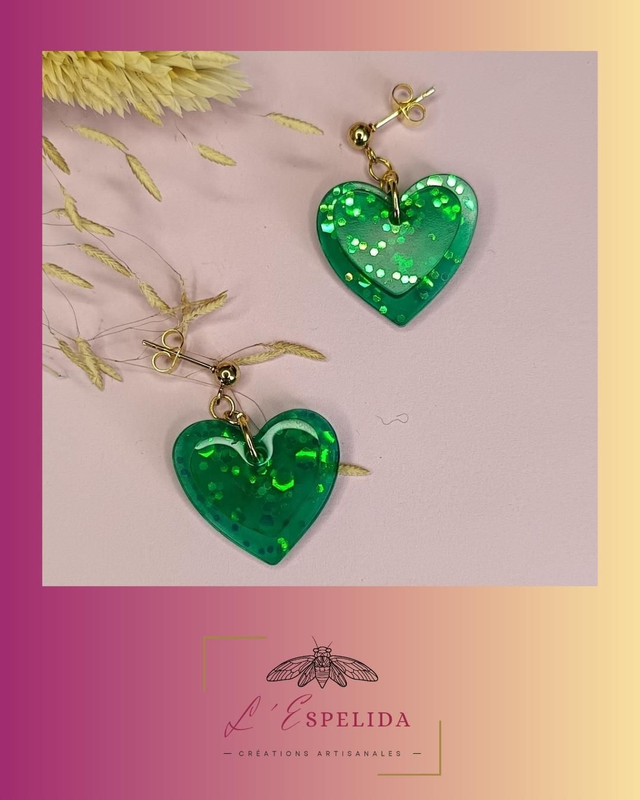 Double dose de love vertes à paillettes 