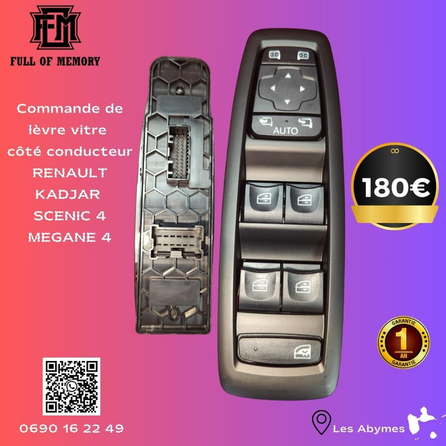 Commande de lève vitre Renault Kadjar Scenic 4 Mégane 4