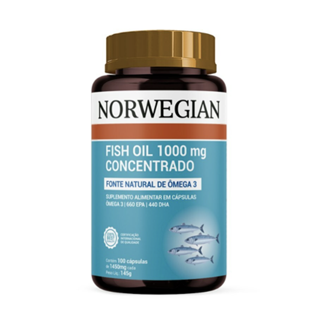 ÔMEGA 3 1000MG NORWEGIAN CONCENTRADO 100 CÁPSULAS SIDNEY OLIVEIRA