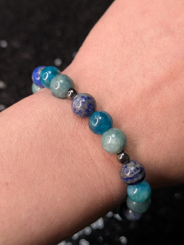 Bracelet composé apatite - aigue marine - lapis lazuli 