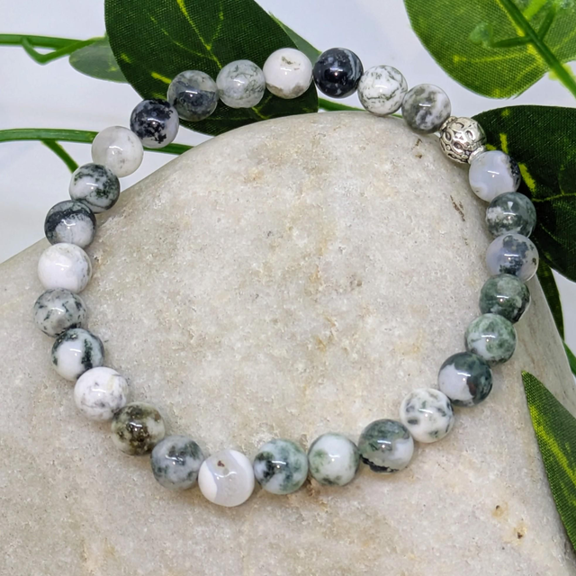 Bracelet &quot;Agate arbre&quot; 6mm BR-025