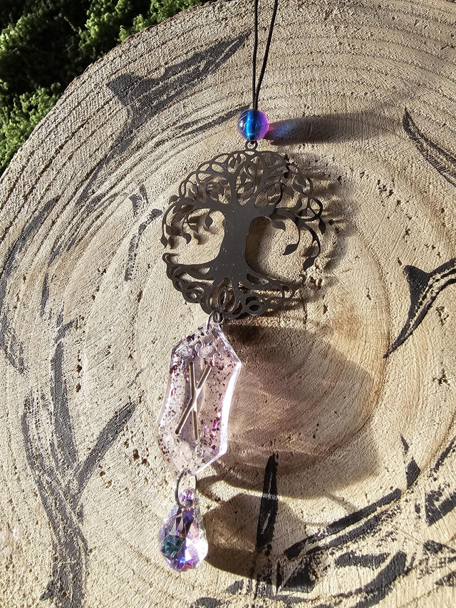 Gebo violet transparent et paillettes 