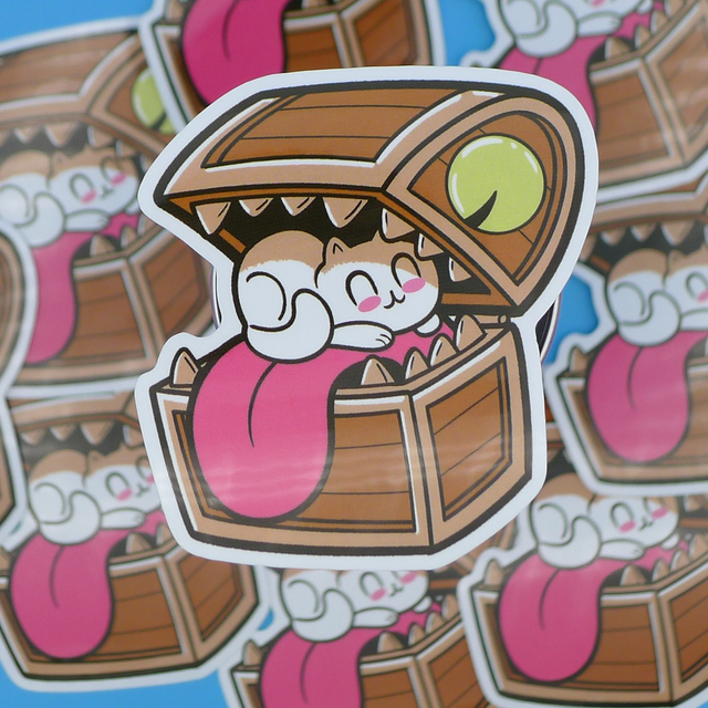 Single Sticker - Dungeon Kittens - Mimic and Cat - ca. 7x7 cm