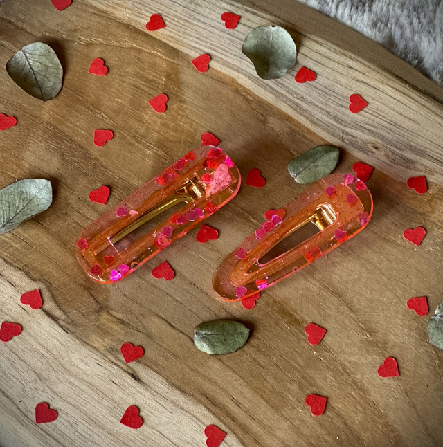 Duo de barrettes à cheveux - Rose scintillant