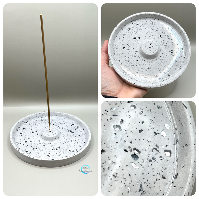 Räucherstäbchen Halter - hellgrau / Spiegelgranulat