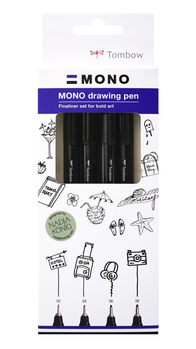 Set de 4 feutres MONO drawing pen Bold  noir
