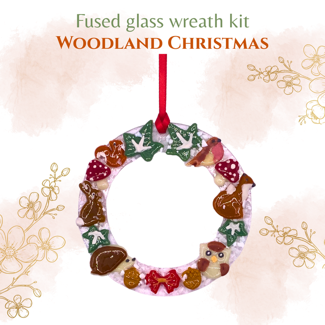 Woodland Christmas wreath fused glass kit