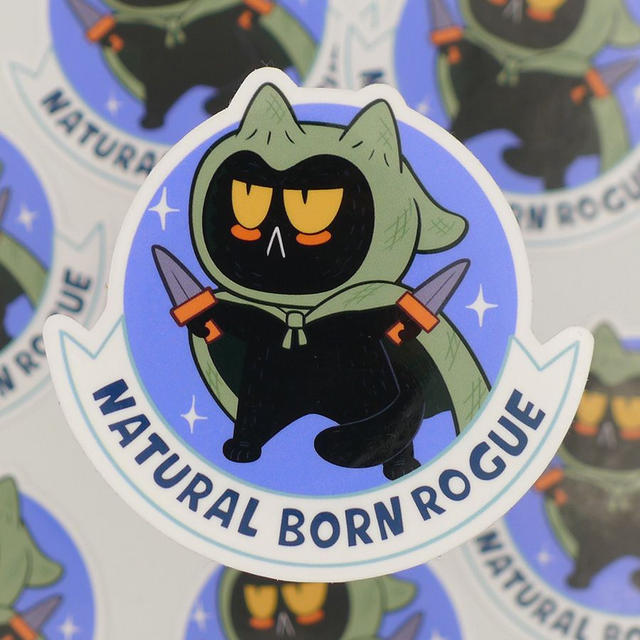 Single Sticker - Dungeon Kitten Classes - Rogue - ca. 7x7 cm  