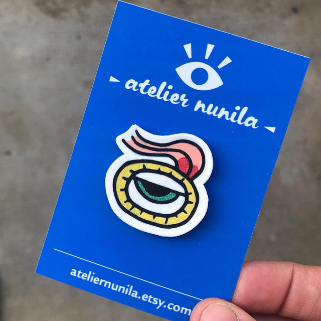 Mystic Eye Pin – Maya Jewelry – Amerindian Hieroglyph Brooch – Spiritual Handmade Accessory