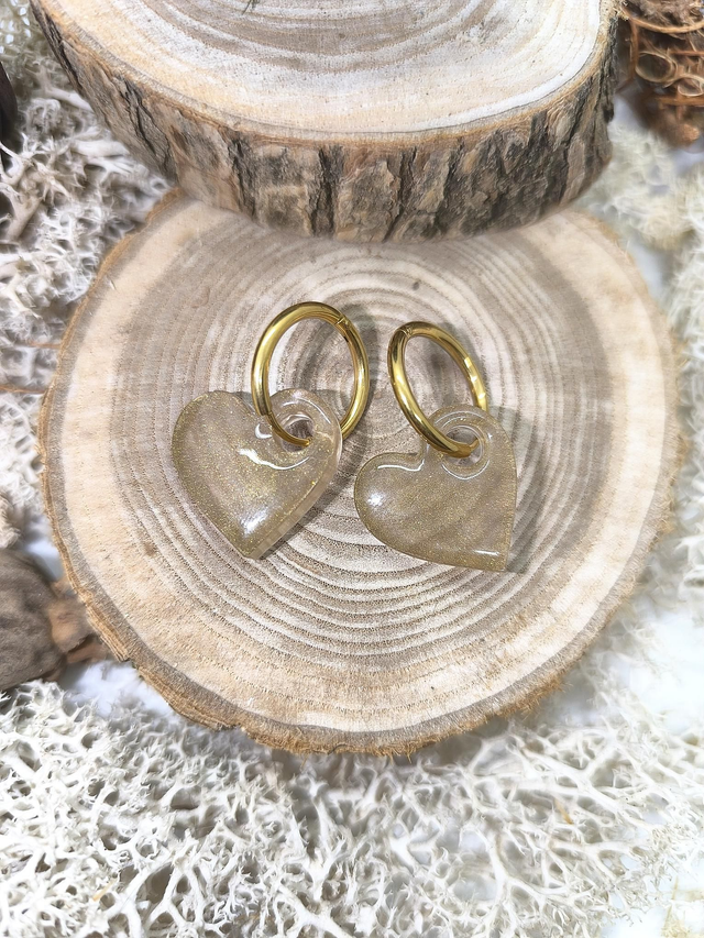 Pampilles interchangeables coeur marron clair