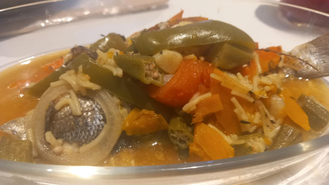 Steam BreamFish with Okro and Rice