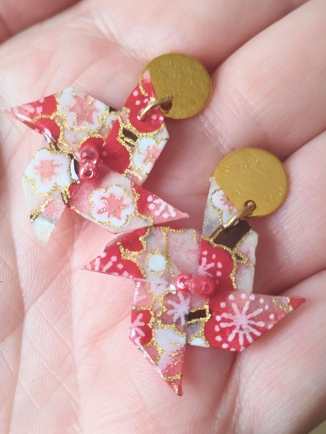 Boucles d’oreilles « Moulins en Papier Japonais »