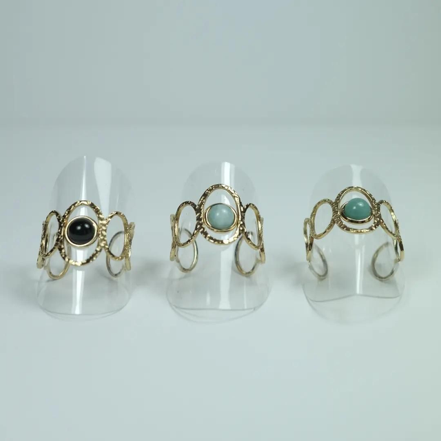 Bagues Ajustables En Acier Inoxydable Et Pierre Fine